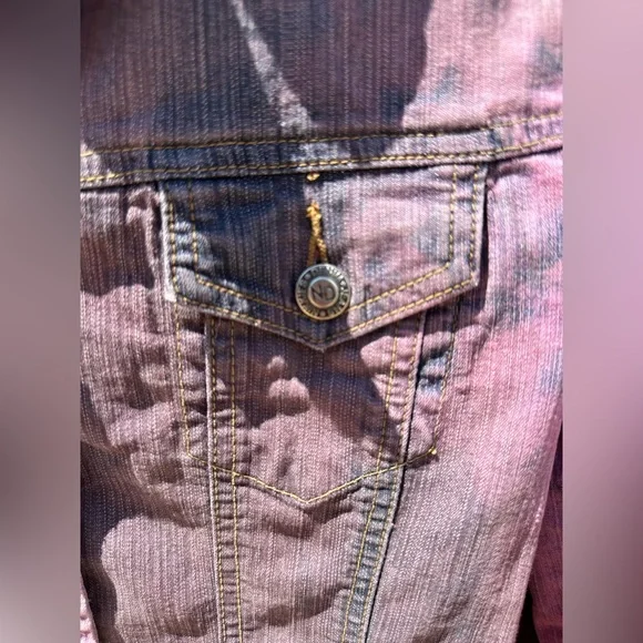 ND Division Purple Peace Tie Dye Denim Bohemian Hippie Jean Jacket - Picture 4 of 9